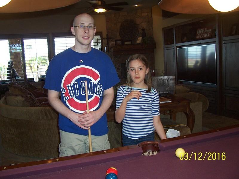 Bri & Mandy at pool table